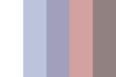 dusty rose + periwinkle color palette created by jiinju49 that consists #ffffff,#bcc4dd,#a19fba,#d4a1a1,#928181 colors. Periwinkle Color Palette, Dusty Periwinkle, Brand Colour Schemes, Quilt Coat, Periwinkle Color, 50th Wedding Anniversary, Neutral Palette, Fairytale Wedding, Color Theory