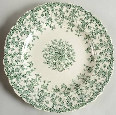 Crown Ducal Early English Ivy-Green at Replacements, Ltd Green Porcelain, Green China Dishes, Green Crockery, Green And White China, Green And White Plates, Green Transferware Dishes, Green Dishes Plates, Green Transferware, Green Floral Dinnerware