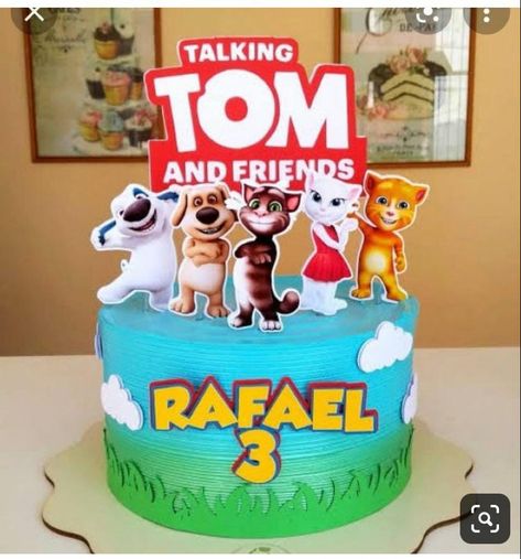 Talking Tom Cake Birthday, Talking Tom Birthday Party, Talking Tom Cat Birthday Party, Tom Cake, Talking Tom And Friends, Tom And Friends, Talking Tom Cat, Boys First Birthday Cake, Birthday Cake For Cat