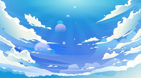 Sky Vector Illustration, Unicorn Icon, Background For Video, Cloud Background, Free Vector Backgrounds, Sky Anime, Blue Sky Clouds, Cartoon Clouds, Cloud Vector