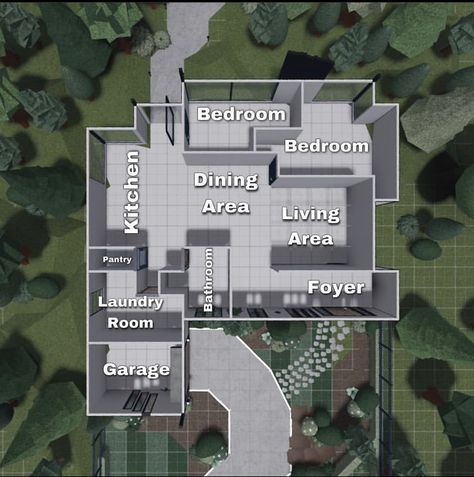 Birds Eye View House Layout, House Design Photos Bloxburg, One Floor House Layout Bloxburg, 1 Floor Layout Bloxburg, Roblox Floor Plan, Bloxburg Plot Layouts, Roblox House Layouts 1 Story, Bloc Burg Layout, Upstairs Layout Bloxburg