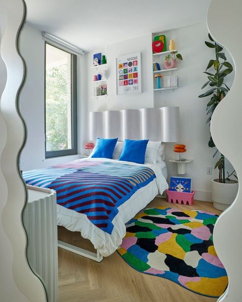 All posts • Instagram Postmodern Bedroom, Color Apartment, Spanish Aesthetic, Maximalism Art, White Wall Bedroom, Brooklyn Apartment, Bright Decor, Art Deco Decor, Dream Apartment Decor