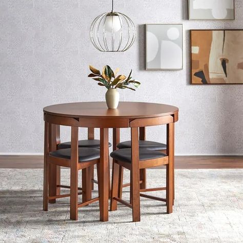 Harrisburg Tobey 5-piece Compact Round Dining Set - On Sale - Bed Bath & Beyond - 20616440 Small Round Dining Table In Living Room, Two Person Dining Table, Small Dining Room Ideas Round Table, Dining Set For Small Spaces, Small Apartment Dining Area, Dining Table For Four, Small Dinner Table, Apartment Dining Area, Small Round Dining Table