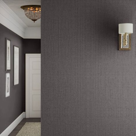 Joss & Main Hayley Tweed Peel & Stick Wallpaper | Wayfair Dark Gray Accent Wall Living Room, Grey Accent Wall Living Room, Grey Accent Wall, Dry Wall, Dark Grey Walls, Linen Design, Grey Room, Gothic Romance, Room Paint Colors