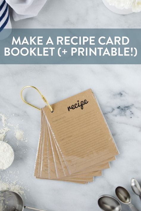 How to make a key ring recipe card holder, plus free printable recipe cards Recipe Card Gift Ideas, Recipe Cards Diy, Diy Recipe Book, Recipe Printables, Wellness Week, Recipe Storage, Recipe Book Stand, Recipe Cards Printable Free, Diy Soap Bars