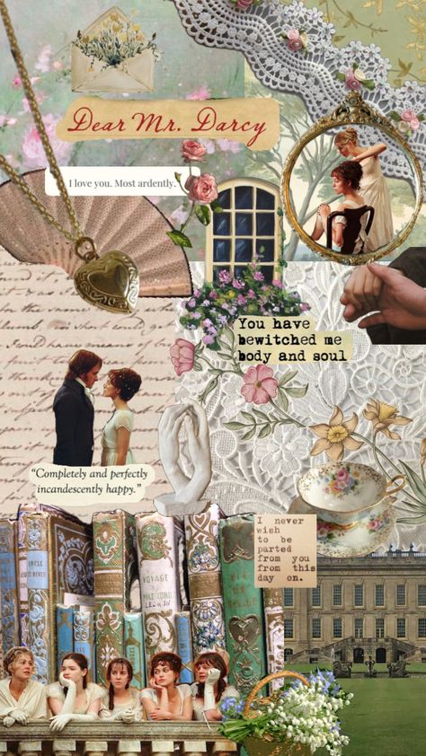 Period Romance, Jane Austen Aesthetic Wallpaper, Pride And Prejudice Iphone Wallpaper, Pride And Prejudice Aesthetic, Jane Austen Collage, Incandescently Happy, Pastel Background Wallpapers, Romantic Wallpaper, Welcome To My House