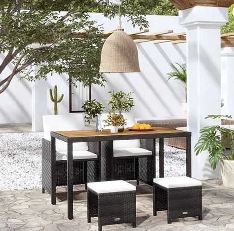 https://amzn.to/3sLYngv Porch Table And Chairs, Rattan Dining Set, Porch Table, Rattan Patio Furniture, Rattan Dining, Outdoor Tables And Chairs, Rattan Garden Furniture, Backyard Porch, Wicker Patio Furniture