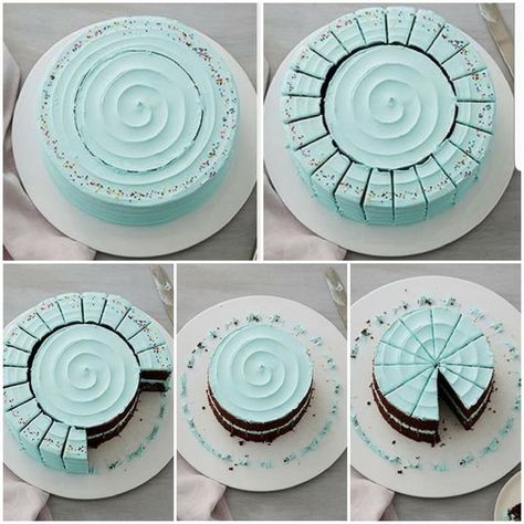 Easy Blue Cake Decorating, Cake Sizes And Servings, Cake Supplies, Pink Birthday Cakes, Cake Sizes, Dessert Cupcakes, Cooking Recipes Desserts, Cake Servings, Round Cakes