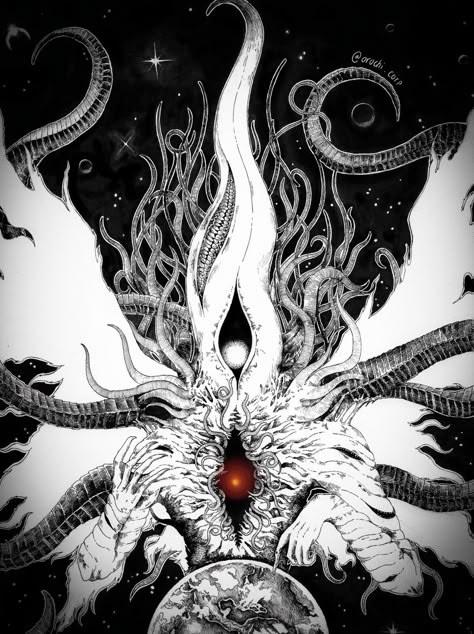 BESTIARY - Nyarlathotep, PLUTON on ArtStation at https://www.artstation.com/artwork/dKez21 Lovecraft Monsters, Lunar Witch, Monster Artwork, Horror Drawing, Lovecraftian Horror, Dungeons And Dragons Memes, Creepy Images, Eldritch Horror, Hp Lovecraft