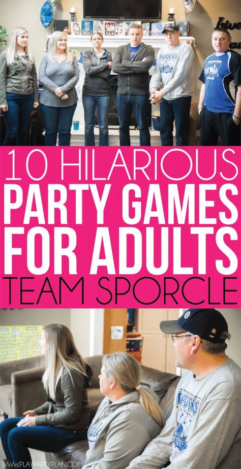 10 hilarious party games for adults that would work great for teens or for groups too! Play indoor or outdoor at a family reunion or birthday party! It doesn’t matter, they’re funny either way! And best of all, no drinking or alcohol required! Hilarious Party Games, Party Games Group, Indoor Party Games, Fun Games For Adults, Thanksgiving Games For Adults, Relay Games, Party Games For Adults, Birthday Games For Adults, Funny Party Games