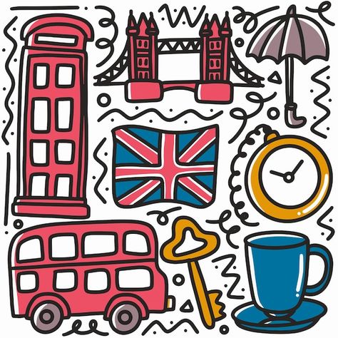 Vector hand drawn doodle united kingdom ... | Premium Vector #Freepik #vector London Culture, London Drawing, English Flag, Lap Book, British Things, English Art, Henna Tattoo Designs, Architecture Old, Watercolor Sketch