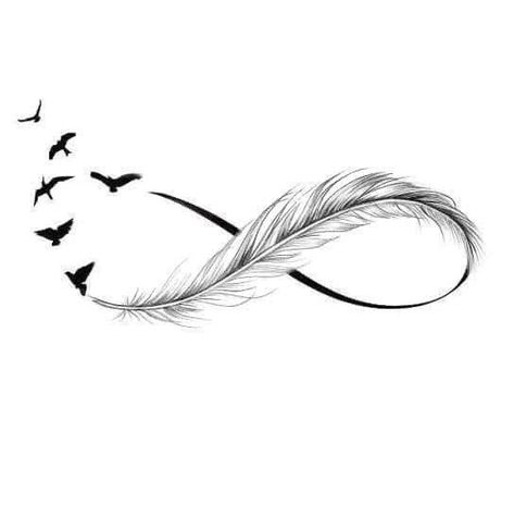 Plume Tattoo, Feather Tattoo Arm, Small Feather Tattoo, Infinity Tattoo With Feather, Feather Tattoo Meaning, Feather With Birds Tattoo, Tattoo Tiny, Infinity Tattoo Designs, Tattoos For Girls