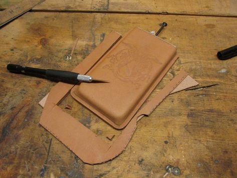 Wet Formed Leather Phone Case: 11 Steps (with Pictures) Iphone Leather Case Handmade, Diy Leather Phone Case, Leather Phone Case Pattern, Iphone Holster, Leather Phone Case Handmade, Cell Phone Cases Diy, Make A Phone Case, Homemade Phone Cases, Leather Cell Phone Cases