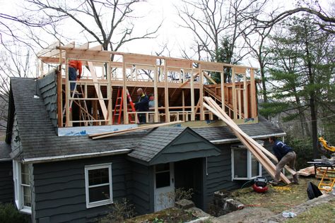 Framing to Raise the Roof Cape Cod Raised Roof, Raise Attic Roof, Raise Roof Remodel, Raised Roof Remodel, Adding Second Story To Garage, Raising The Roof On A House, Shed Roof Addition To House, Raising Roof Height Before And After, Roof Remodels