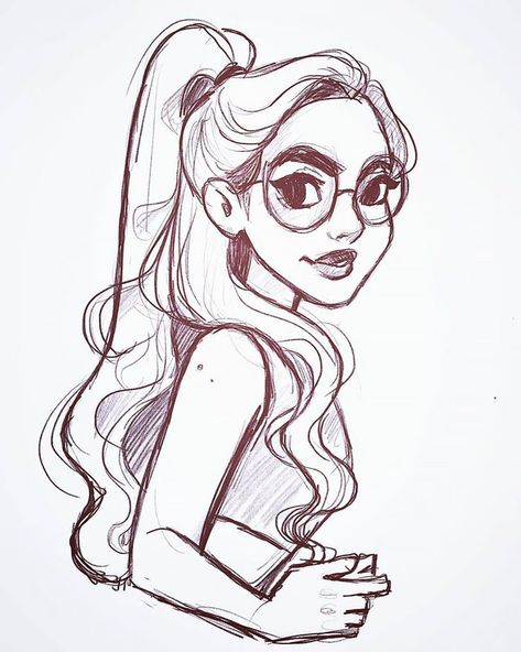 35+ Beautiful Female Character Sketch Ideas - Beautiful Dawn Designs Small Easy Drawings, Easy People Drawings, Girl With Glasses, Girl Drawing Easy, Drawing Eyes, Girl Drawing Sketches, 얼굴 그리기, Drawing Faces