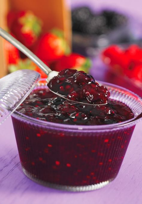 Bumbleberry Jam Recipe. "Bumbleberry, or jumbleberry, is a mix of berries and other fruits, such as rhubarb or apples." Bumbleberry Jam, Jam Canning Recipes, Fruit Jelly Recipe, Sour Cherry Recipes, Jelly Maker, Sour Cherry Jam, Jam Canning, Fruit Butters, Canning Jam Recipes