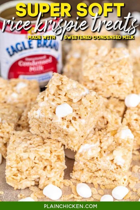 Soft Rice Krispie Treats, Homemade Rice Krispies, Rice Crispy Bars, Crispy Treats Recipe, Rice Krispie Bars, Homemade Rice Krispies Treats, Rice Crispy Treats Recipe, Popular Desserts Recipes, Sweet Condensed Milk