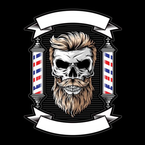 Beard Logo Design, Barbershop Logo, Beard Logo, Cool Half Sleeve Tattoos, Barber Logo, Barbershop Design, Chicano Art Tattoos, Skull Logo, Creative Instagram Photo Ideas