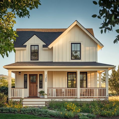 Discover the charm of village life with this picturesque two-story house! 🏡✨ The off-white exterior, cozy front porch, and lush green surroundings create a perfect escape from the everyday hustle. 🌿🌞 Embrace the warmth and tranquility of a home bathed in soft afternoon light. 💫💕 From its rustic charm to its traditional design, this house is the epitome of peaceful living. 🛋️🏞️ #CountryLiving #VillageHouse #RusticCharm #CozyHome #PeacefulRetreat #TraditionalDesign #HomeSweetHome #Countrysi... Cottage Roof Design, 2 Story Bungalow, Bungalow House Exterior, Farmhouse Bungalow, Cozy Front Porch, Two Story Cottage, Philippines House, Philippines House Design, Philippine Houses