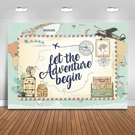 Bridal Shower Photography, Adventure Awaits Baby Shower, Youth Conference, Photos Booth, Let The Adventure Begin, Baby Shower Photos, Fiesta Baby Shower, Baby Shower Backdrop, Travel Party