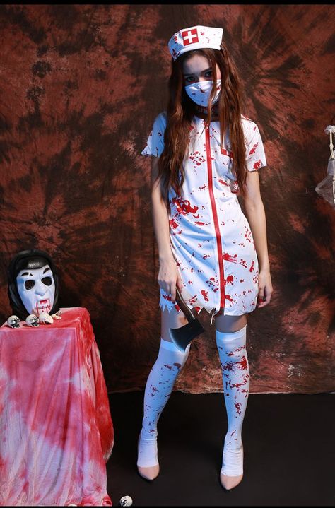 Dead Nurse Halloween Costume, Scary Nurse Costume, Nurse Halloween Costumes, Zombie Nurse Costume, Nurse Costume Halloween, Costume Nurse, Halloween Costumes Women Scary, Scary Clown Costume, Badass Halloween Costumes