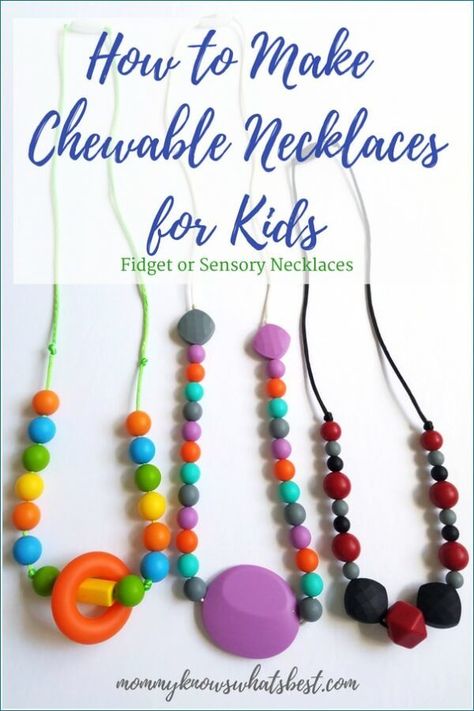 Chewable Necklace, How To Make Silicone, Sensory Necklace, Necklace For Kids, Fidget Tools, Chew Necklace, Silicone Teething Necklace, Silicone Necklace, Diy Teething