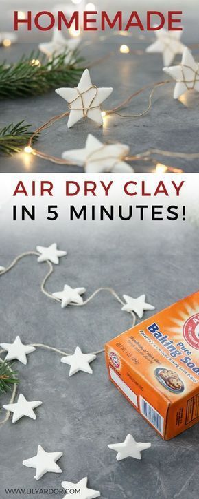 Air Dry Clay Recipe, Star Garland Diy, 5 Minute Recipe, Jul Diy, Clay Recipe, Garland Diy, Cute Star, Star Garland, Diy Garland