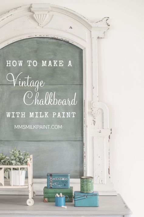 How To Make A Green Chalkboard, Green Chalkboard Paint, Diy Green Chalkboard, Green Chalkboard Wall, Vintage Green Chalkboard, Chalkboard Furniture, Green Chalk Paint, Chalkboard Projects, Antique Farmhouse Decor