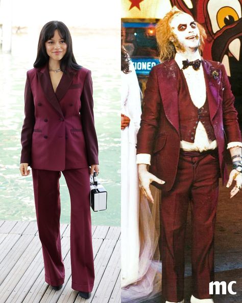 Her “It's Showtime!” smirk says it all! 😏 #JennaOrtega served us a blast from the past at the #VeniceFilmFestival, wearing a 'BeetleJuice'-inspired power suit. Photos: @gettyimages / IMDb. Beetlejuice Red Suit, Beetlejuice Outfit Inspiration, Beetlejuice Wedding Costume, Beetlejuice Outfit Ideas, Lydia Costume, Beetlejuice Suit, Beetlejuice Outfits, Beetlejuice Wedding, Beetlejuice Costume