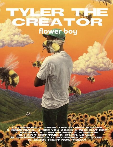 Flower Boy (album), Poster Grafico, Posters Decor, Tyler The Creator Wallpaper, Boys Posters, Music Poster Ideas, Flower Boy, Bedroom Wall Collage, Music Poster Design