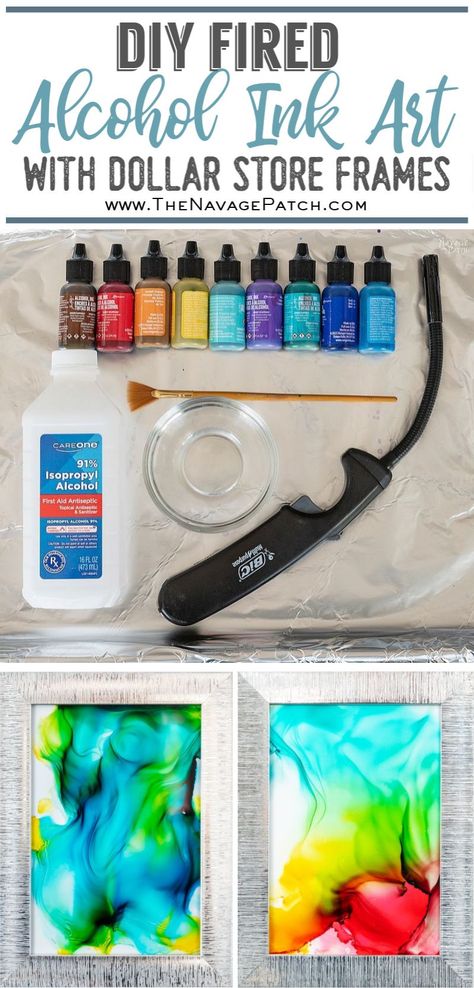 DIY Fired Alcohol Ink Art | How to use alcohol ink on glass | DIY fired ink art | Alcohol ink ideas and easy alcohol ink tutorial | How to create watercolor effect with alcohol ink and fire | Easy DIY home decor and wall art | #TheNavagePatch #Upcycled #AlcoholInk #HowTo #VideoTutorial #DollarStore #DollarTree #EasyDIY #DIY #diyhomedecor #Colorful | TheNavagePatch.com Ink Patterns, Daycare Curriculum, Curriculum Preschool, Art Supplies List, Alcohol Ink Glass, Diy Techniques And Supplies, Esl Vocabulary, Alcohol Ink Crafts, Ink Crafts