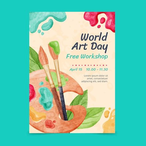 Art Club Poster Ideas, World Art Day Poster, Art Event Poster Design, Art Day Poster, Art Workshop Poster, Class Poster Design, World Art Day, Business Poster, Club Poster