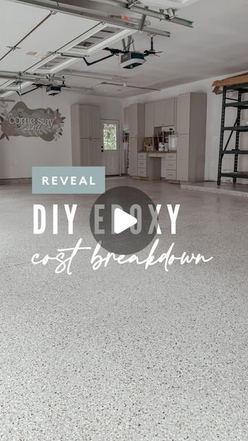 Amanda Vernaci | Come Stay Awhile on Instagram: "DIY GARAGE EPOXY FLOORS COST BREAKDOWN ✨ Follow @comestayawhile to learn how to DIY your home on a budget!

I was quoted almost $6000 to have these floors epoxied and I thought… hell no 😆 I can do that myself for way cheaper! My cost ended up being $1,048! Saving everything to a highlight for you so you can refer back to it later!

Trust me… if you have a little patience, ready to sweat a little and know how to use a paint brush, you can totally tackle this project in your home too at a FRACTION of the price. 

What questions do you have? Tomorrow I’ll meet ya in stories for a little Q+A sesh 😘 Send this to a friend or tag them down below to save it for later!

#diyepoxy #garagefloor #diyhomeprojects #homeimprovementprojects" Epoxy Floors In Home Garage, How To Paint Garage Floors, Resin Concrete Floor, Tan Epoxy Garage Floor, Apoxy House Floor Diy, Diy Epoxy Garage Floor, Garage Floor Ideas Cheap, Epoxy Garage Floor Ideas, Epoxy Floors In Home