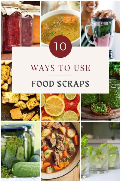 Simple Ways to Use Food Scraps for Zero Waste Cooking • Simple At Home Reuse Food Scraps, How To Use Food Scraps, Cooking With Scraps, No Waste Food Ideas, Zero Waste Snacks, No Waste Cooking, Scrappy Cooking Recipes, No Waste Recipes, Food Scrap Recipes