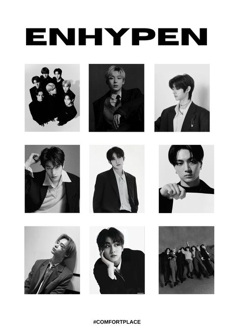 Wall Printables Aesthetic, Kpop Posters Enhypen Ot7, Enhypen Wall Decor Printable, Enhypen Only If You Say Yes, Subtle Enhypen Poster, Enhypen Black And White Poster, Enhypen Printable Poster, Enhypen Wall Poster, Cool Black And White Posters