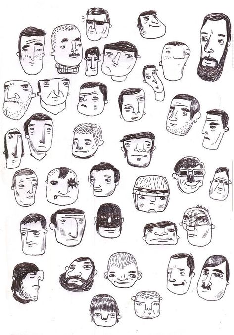 Doodle Faces, 심플한 그림, Fotografi Vintage, Face Illustration, 3d Drawings, Mail Art, Illustrations And Posters, Facial Expressions, Art Plastique