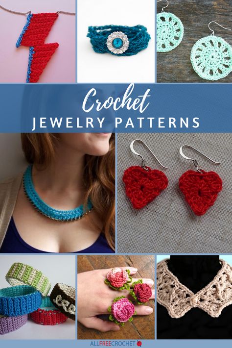 UPDATED! Search through this collection of crochet jewelry and you'll never be without a gorgeous and fashionable accessory again! Crochet Hobby, Crochet Bracelet Pattern, Crochet Necklace Pattern, Crochet Beaded Necklace, Crochet Rings, Jewelry Crochet, Scrap Yarn, Crochet Jewelry Patterns, Crochet Earrings Pattern