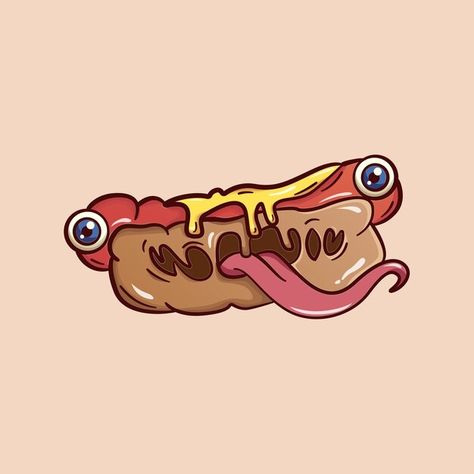 Food Monster Drawing, Tongue Cartoon, Dog Logos Ideas, Podcast Art, Lil Doodles, Scary Monster, Vector Doodle, Monster Drawing, Vector Poster