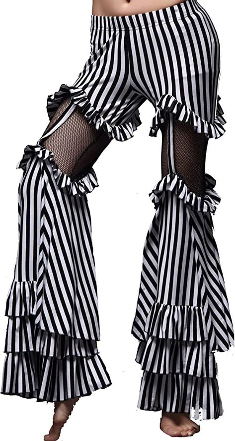 Amazon.com: ZLTdream Trible Belly Dance Striped Bell-Bottomed Pirate Pants for Women Rave Outfits Halloween Costume Cotton Black : Clothing, Shoes & Jewelry Rave Outfits Halloween, Belly Dance Pants, Pirate Pants, Dance Tops Bras, Belly Dance Accessories, Dancing Clothes, Dance Bras, Dance Pants, Dance Skirt