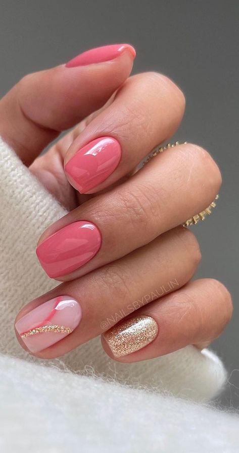 @nailsbypaulin Nail Design On One Finger, Spring Nails 2024 Trends Gel, May Gel Nails Ideas 2024, May Nails Ideas 2024 Simple, Spring Shellac Nails 2024, May Nail Designs 2024, Genre Nails, Short Nails Design Ideas 2024 Summer, Summer Biab Nails