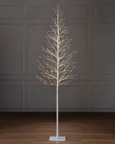 7ft, great hall of home with these lined up on both sides and different color transitions White Twig Christmas Tree, White Twig Tree, Twig Christmas Tree, Twig Lights, Tree With Lights, White Birch Trees, Prelit Tree, Twig Tree, Outdoor Christmas Tree