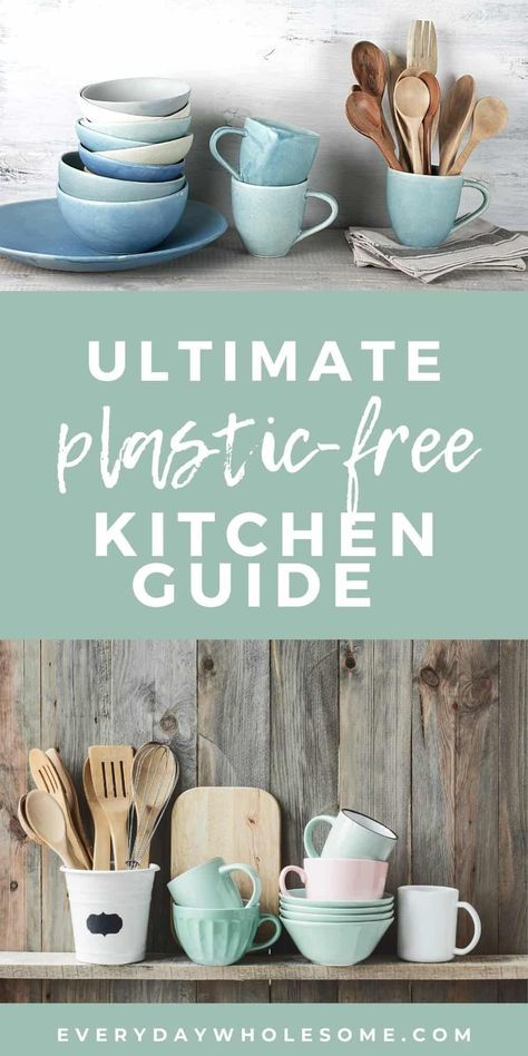 Zero Waste Food, Easy Swaps, Plastic Free Kitchen, Non Toxic Cookware, Cups And Plates, Waste Free Living, Plastic Free Life, Eco Kitchen, Kitchen Guide