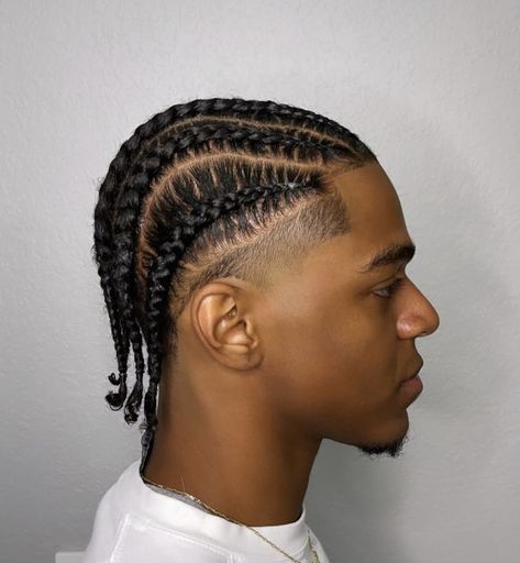 Men’s Braids With Taper, High Taper With Braids, Cornrows With Low Taper, Cornrows Low Taper, Low Taper Fade With Braids, Cornrow Black Men, Men Cornrows Design 4 Braids, Two Strand Cornrows, High Taper Cornrows