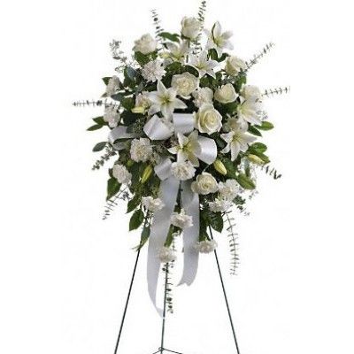 Funeral Flower Arrangement - Memories to Treasure Asiatic Lilies, Sympathy Flowers, Flower Spray, Same Day Flower Delivery, Fresh Cut Flowers, Flower Delivery, Cut Flowers, Flower Shop, White Roses