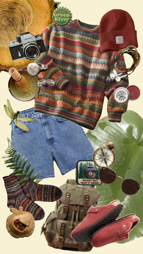 Camping anyone? #granolaaesthetic #granolagirl #granolagirlvibes #granolagirlaesthetic #campingaesthetic #camping #naturecore #natureaesthetic #naturecollage #naturelover #crunchy Naturecore Outfit, Hippie Boho Outfits, Granola Girl Outfits, Granola Outfits, Adventure Girl, Funky Outfits, Granola Girl, Swaggy Outfits, Character Outfits