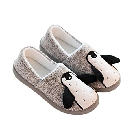 Penguin Shoes, Penguin Pattern, Indoor Outdoor Slippers, Penguin Love, Cute Slippers, Grey Heels, Cute Penguin, Winter Slippers, Outdoor Slippers