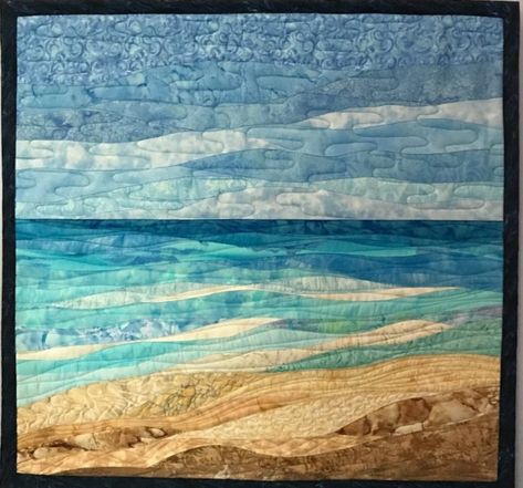 Patchwork, Seascape Applique, Sewing Landscapes, Textile Seascapes, Beachy Quilts, Artsy Quilts, Beach Quilts, Quilted Crafts, Tiny Quilts