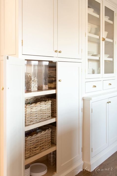 Shaker Cabinets Kitchen, Inset Kitchen Cabinets, Inset Cabinet Doors, Raised Panel Cabinet Doors, Shaker Style Cabinet Doors, Organize Your Pantry, Inset Cabinetry, Raised Panel Cabinets, Julie Blanner