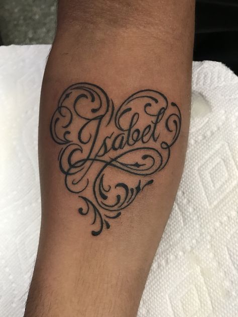 Isabel Name, Filigree Heart, Name Tattoo Designs, Name Tattoo, Name Tattoos, Tattoo Inspo, Tattoo Fonts, New Tattoos, Tatting