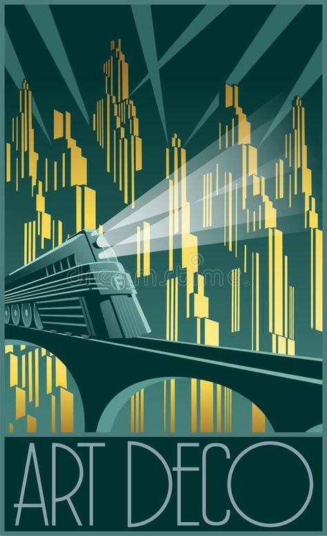 Art Deco Poster Design, Art Deco Graphic Design, Future Illustration, Pinturas Art Deco, Arte Art Deco, Art Deco City, Art Deco Design Graphics, Art Deco Travel Posters, Affiches D'art Déco